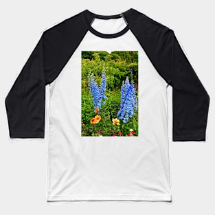 Blue Delphiniums Summer Flowers Baseball T-Shirt